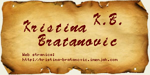 Kristina Bratanović vizit kartica